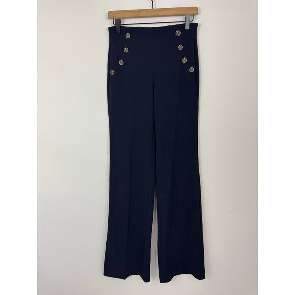 Express Navy High Rise Sailor Button Wide Leg Pants XS - Picture 1 of 8